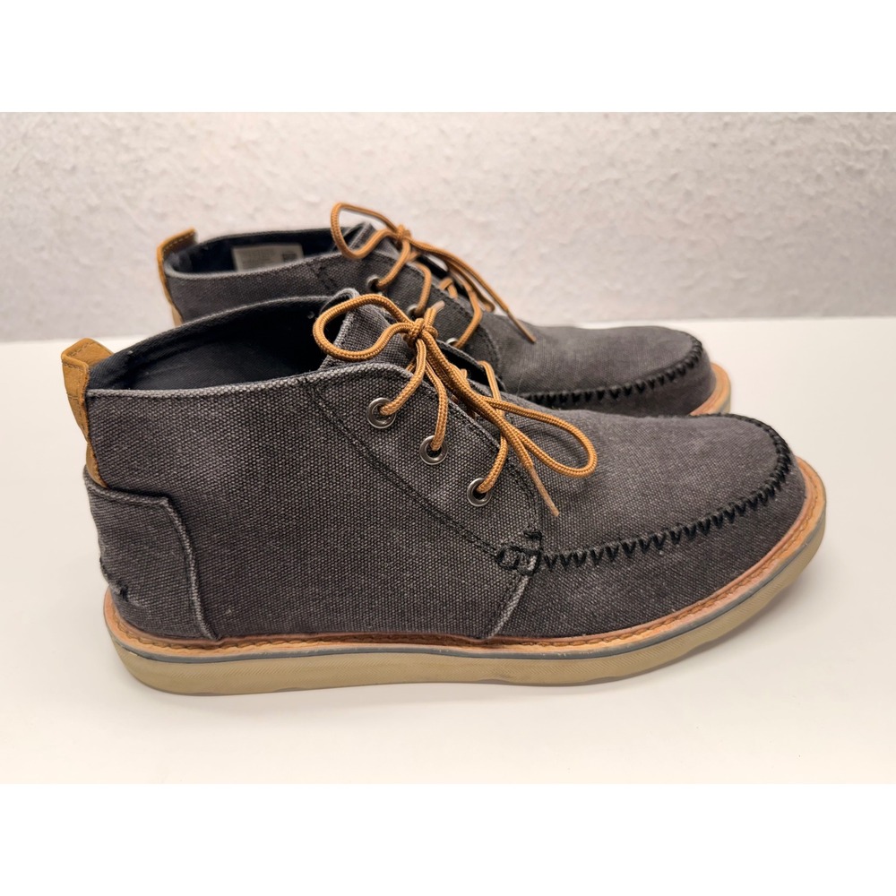TOMS Mens Chukka Boots Charcoal Gray Canvas Whipstitch Moc Toe Size 11 10014362